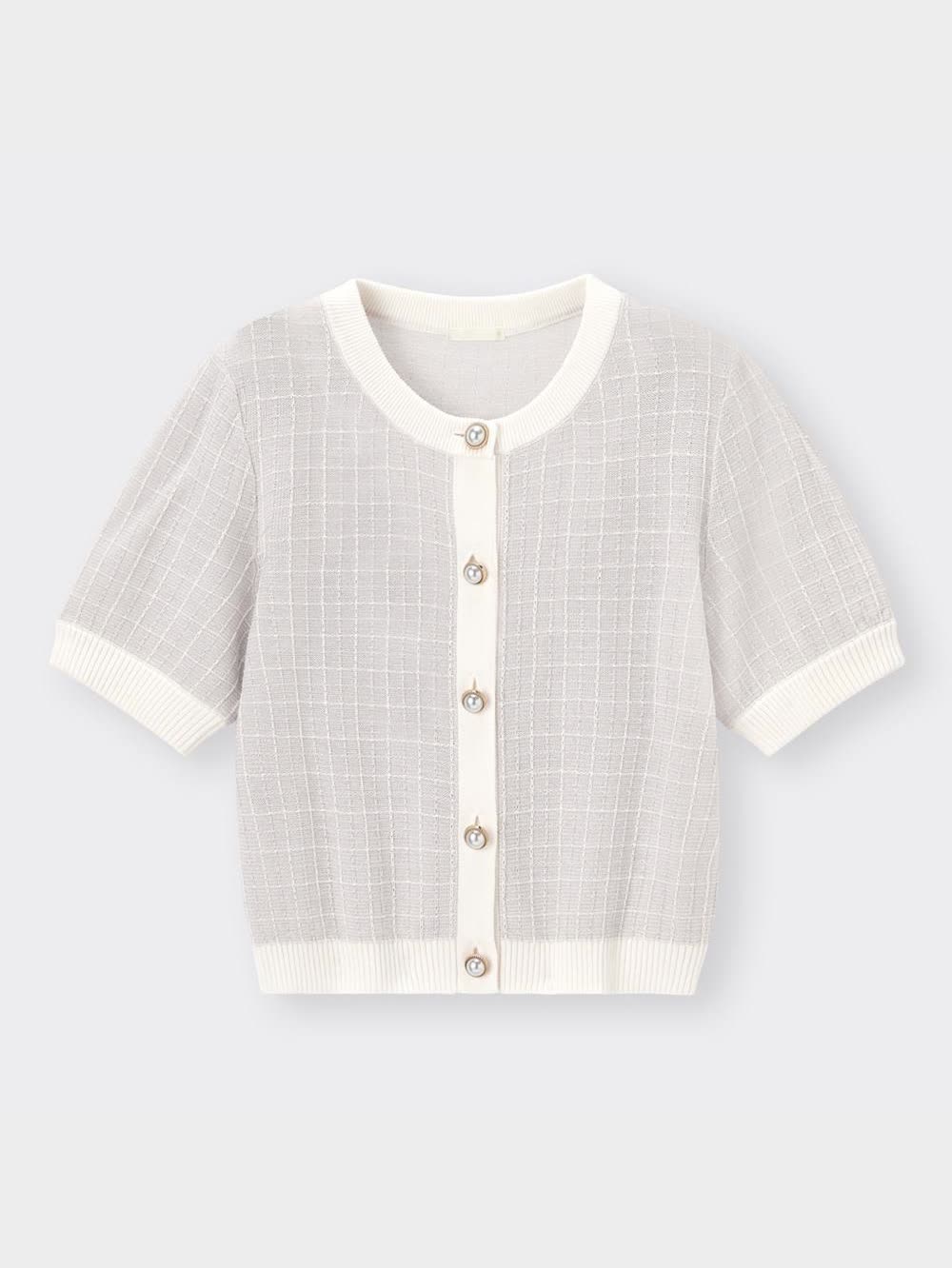 メキシコ　21点まとめ GU公式 | バイカラーカーディガン(半袖)(チェック)YG+E