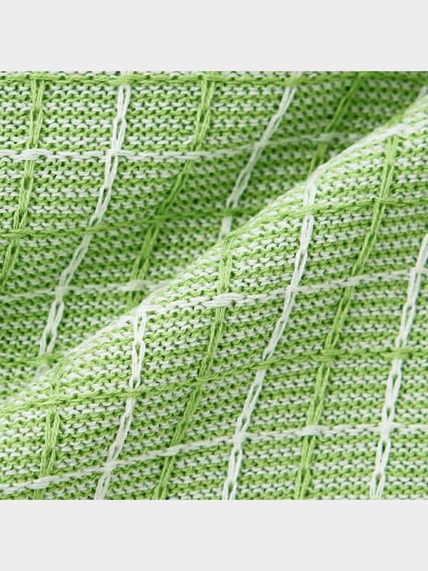 バイカラーカーディガン(半袖)(チェック)YG+E