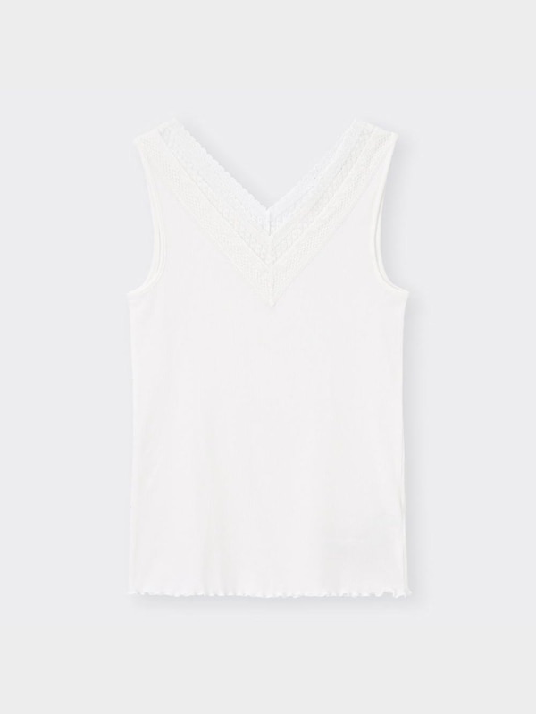 スタイルオーガニックコットンリブレースVネックタンクトップ