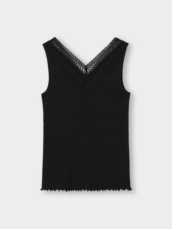 スタイルオーガニックコットンリブレースVネックタンクトップ