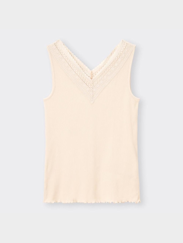 スタイルオーガニックコットンリブレースVネックタンクトップ