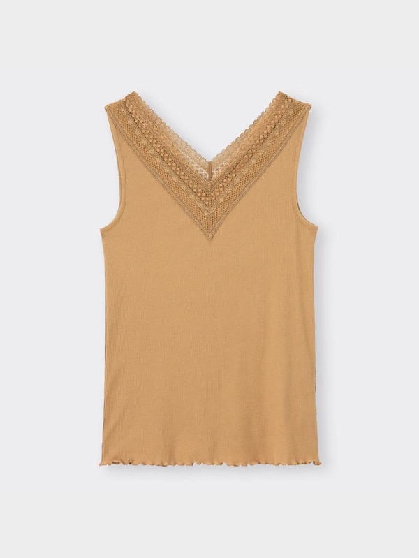 スタイルオーガニックコットンリブレースVネックタンクトップ