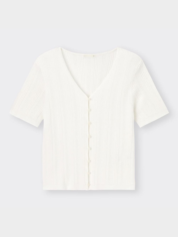 リブコンパクトカーディガン(半袖)