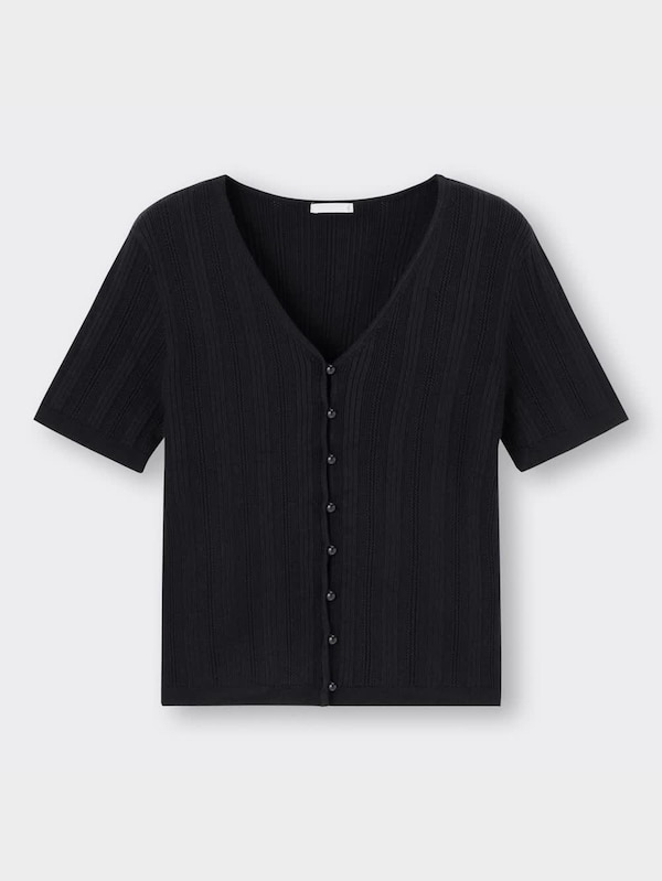 リブコンパクトカーディガン(半袖)