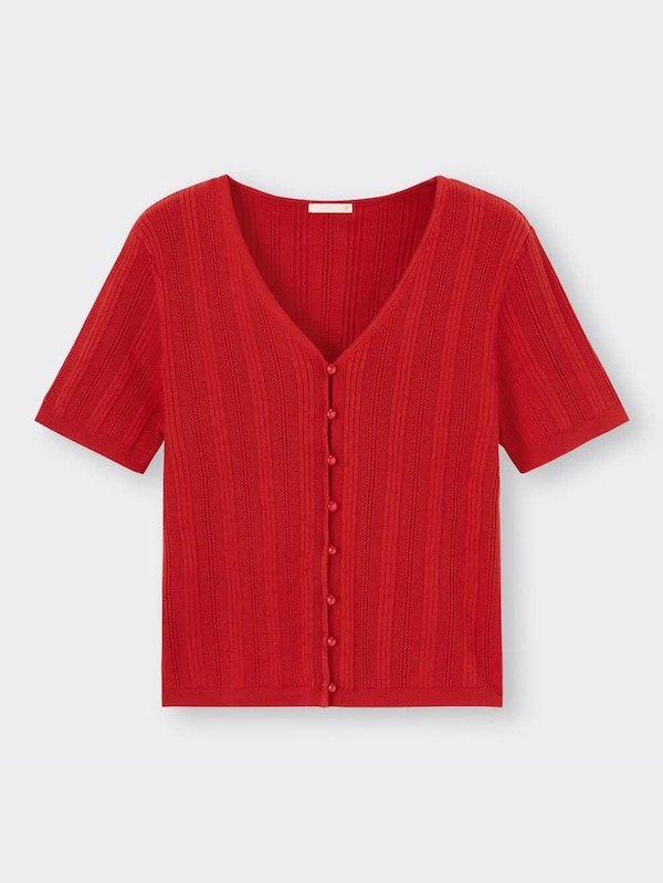 リブコンパクトカーディガン(半袖)