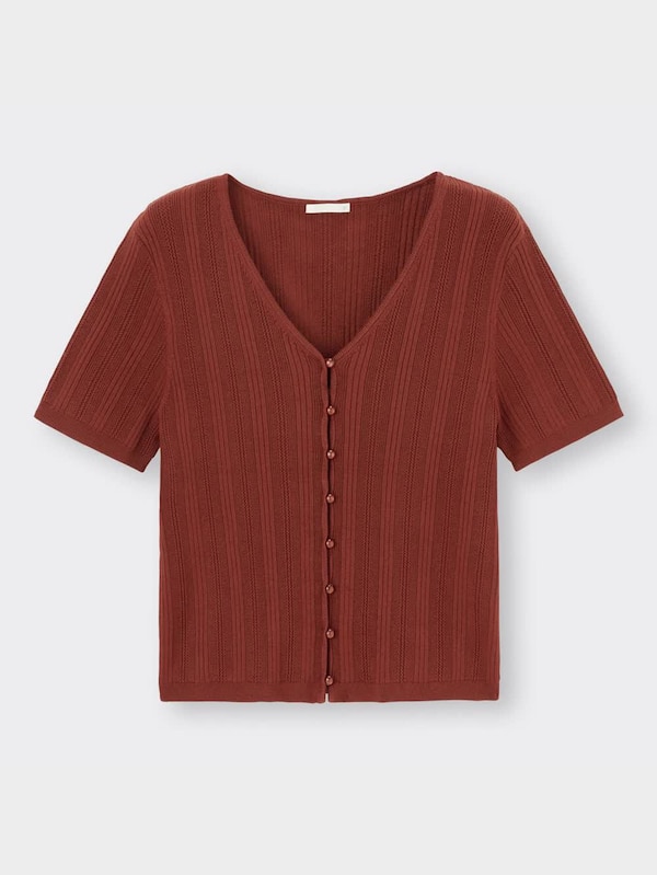 リブコンパクトカーディガン(半袖)