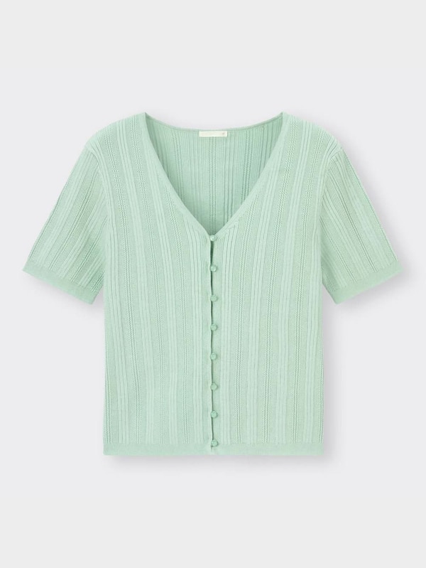 リブコンパクトカーディガン(半袖)