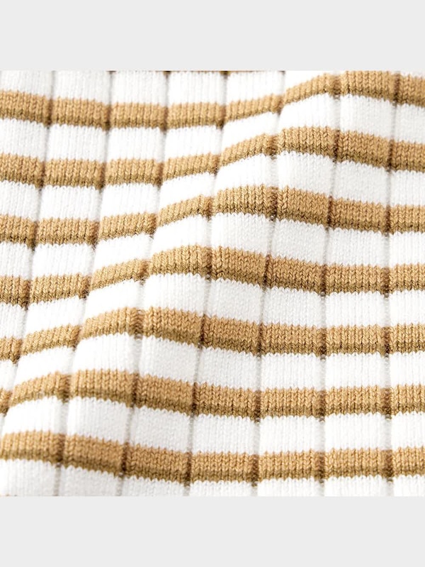 リブコンパクトカーディガン(半袖)(マルチボーダー)