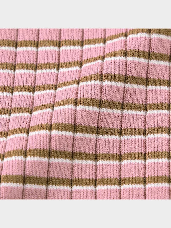 リブコンパクトカーディガン(半袖)(マルチボーダー)