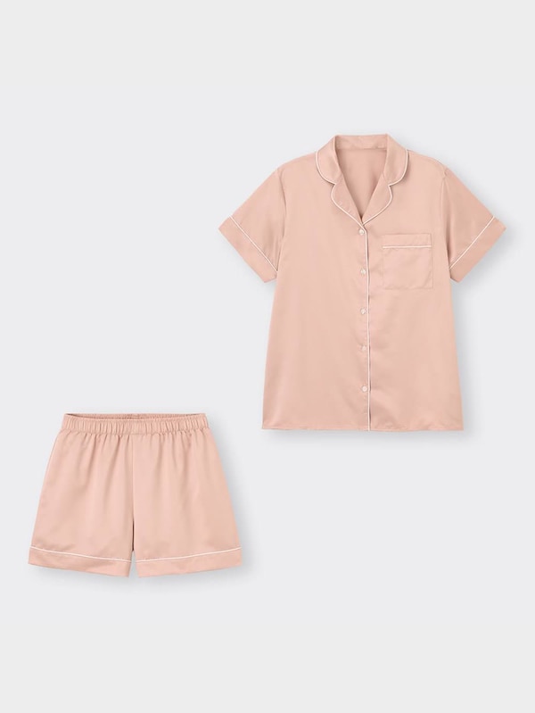 サテンパジャマ(半袖&ショートパンツ)