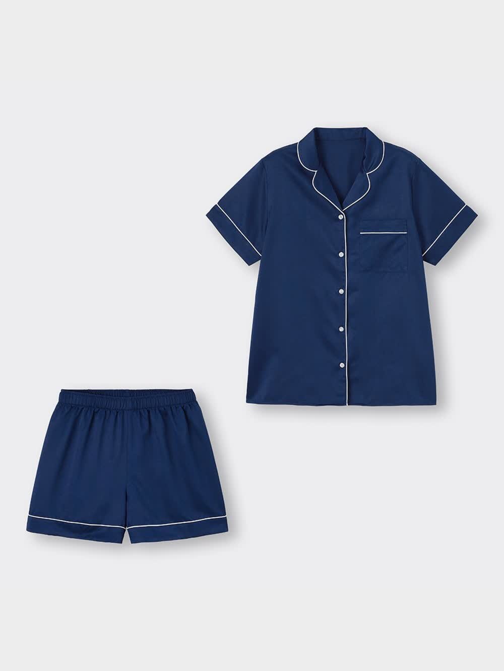 GU公式 | サテンパジャマ(半袖&ショートパンツ)