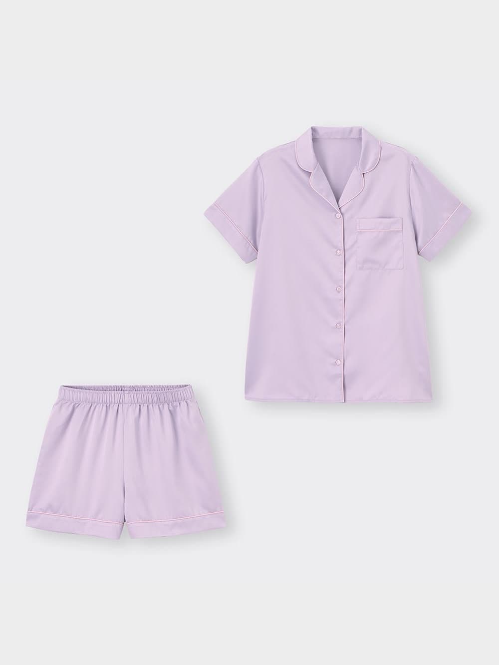 GU公式 | サテンパジャマ(半袖&ショートパンツ)