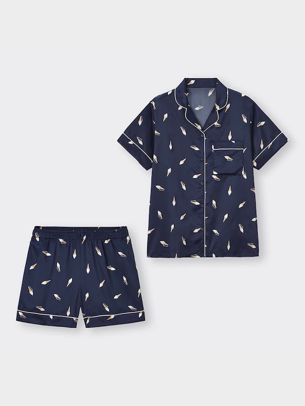サテンパジャマ(半袖&ショートパンツ)(ソフトクリーム)+X