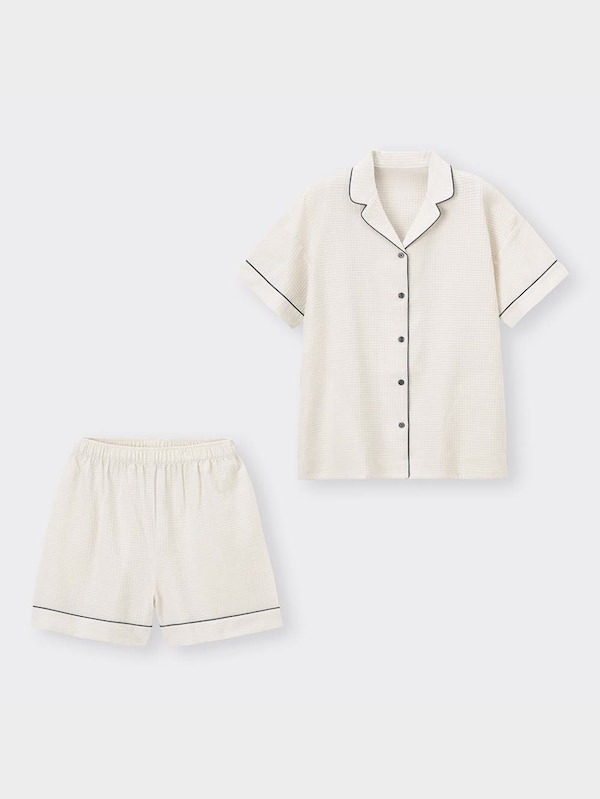 オーガニックコットンワッフルパジャマ(半袖&ショートパンツ)