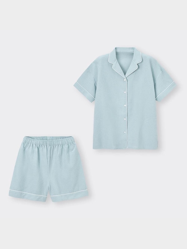 オーガニックコットンワッフルパジャマ(半袖&ショートパンツ)