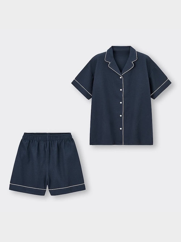 オーガニックコットンワッフルパジャマ(半袖&ショートパンツ)