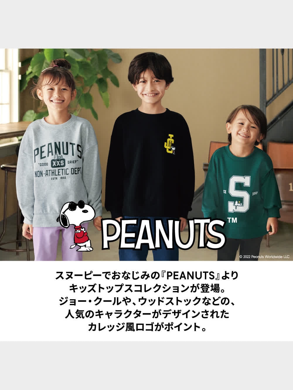 グラソス(GLAZOS)<br>【PEANUTS】スヌーピー＆ウッドストック ラグラントレーナー 子供服 男の子 キッズ ジュニア 140cm  150cm 160cm 170cm 180cm 小学生 中学生 いとおしい 高校生 グラゾス 長袖 スウェット おしゃれ ストリート トップス  ピーナッツ