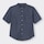 デニムリラックスフィットバンドカラーシャツ(5分袖)-NAVY