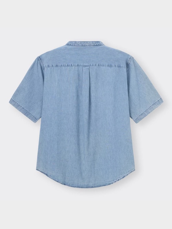 デニムリラックスフィットバンドカラーシャツ(5分袖)