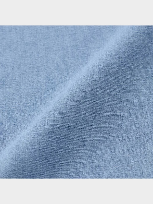 デニムリラックスフィットバンドカラーシャツ(5分袖)