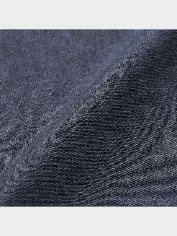 デニムリラックスフィットバンドカラーシャツ(5分袖)