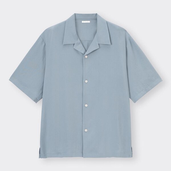 オープンカラーシャツ(5分袖)-BLUE