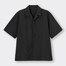 ドライリラックスフィットオープンカラーシャツ(5分袖)(セットアップ可能)-BLACK