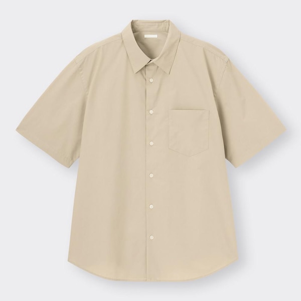 ブロードリラックスフィットシャツ(5分袖)+E-BEIGE