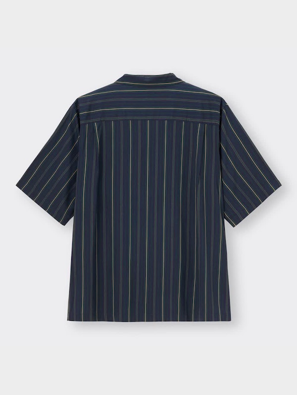 オープンカラーシャツ(5分袖)(ストライプ)