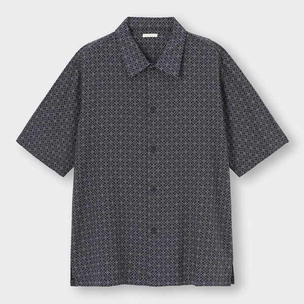 リラックスフィットシャツ(5分袖)(コモン)NT+E-BLACK