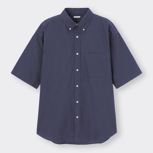 オックスフォードオーバーサイズシャツ(5分袖)-NAVY