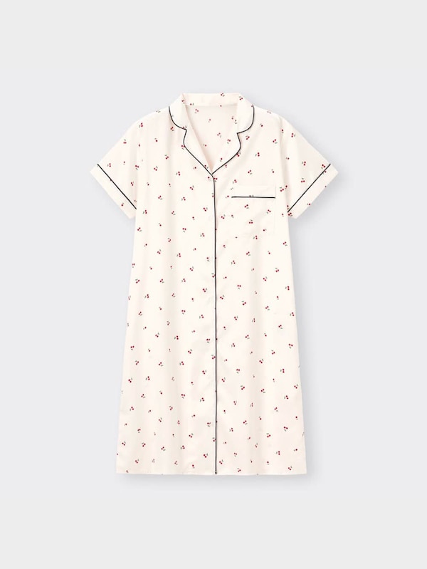 サテンパジャマワンピース(半袖)(チェリー)+X