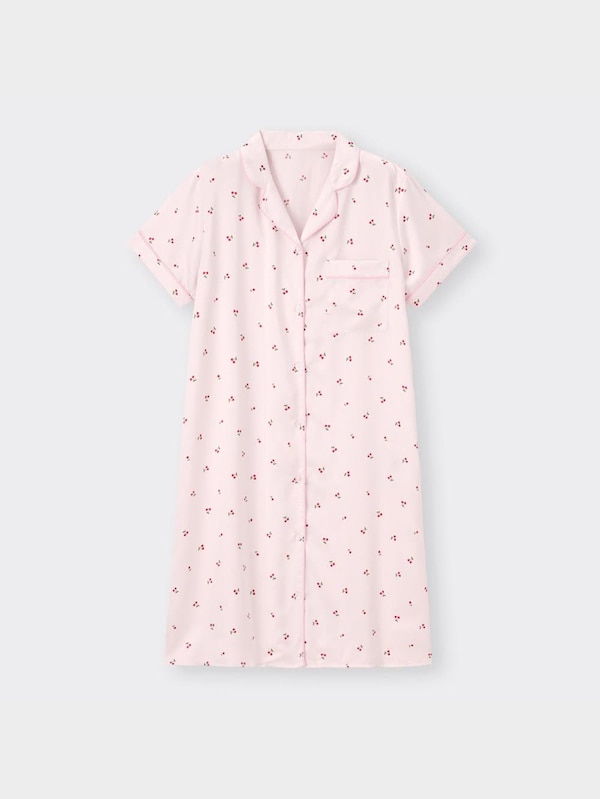 サテンパジャマワンピース(半袖)(チェリー)+X