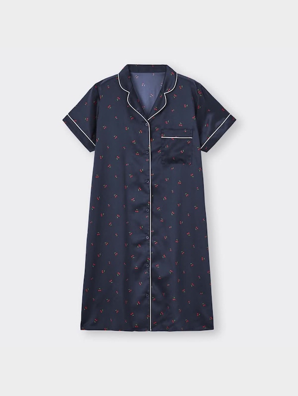 サテンパジャマワンピース(半袖)(チェリー)+X