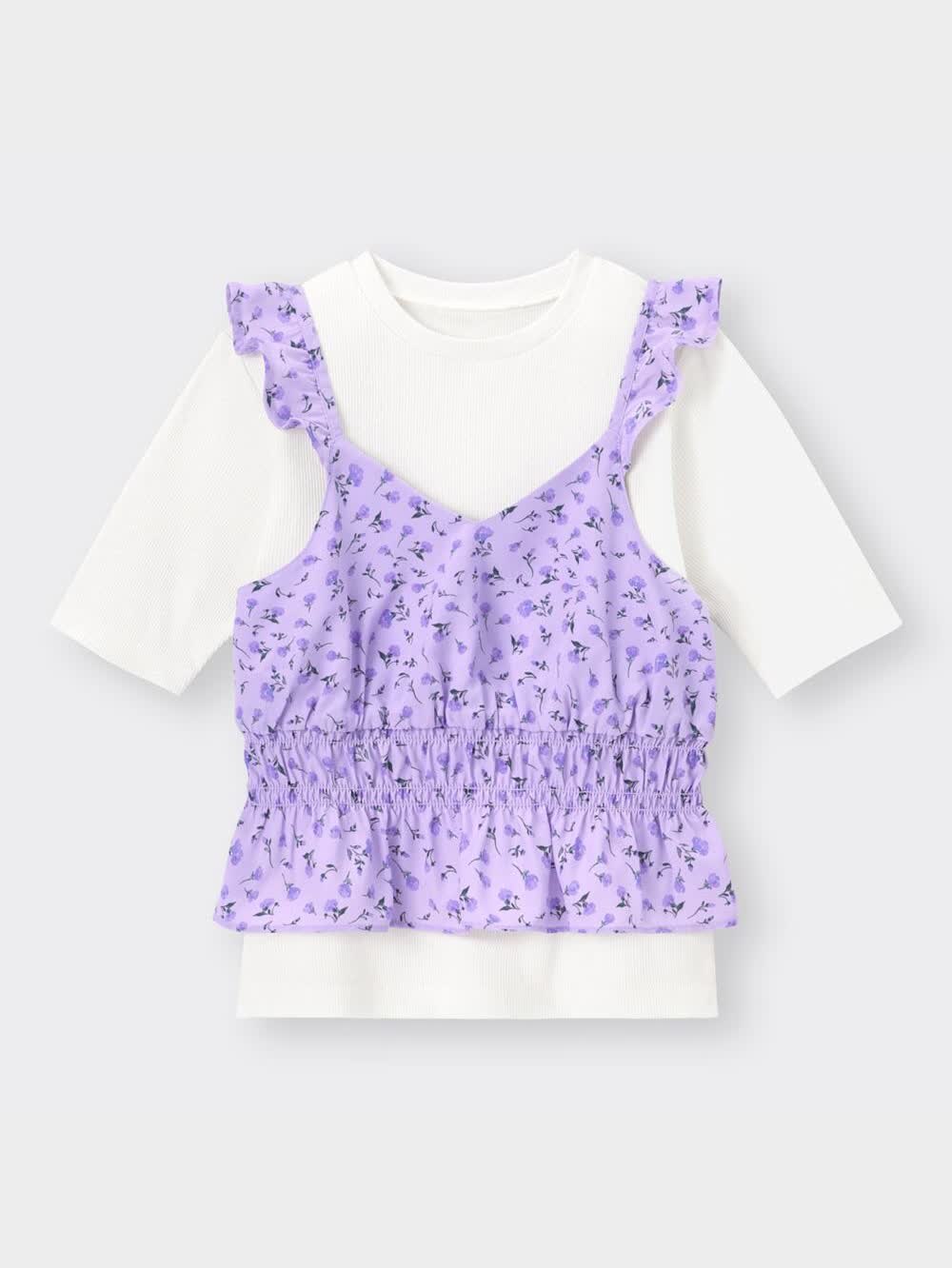 GU公式 | GIRLSフラワープリントキャミソールセットT(半袖