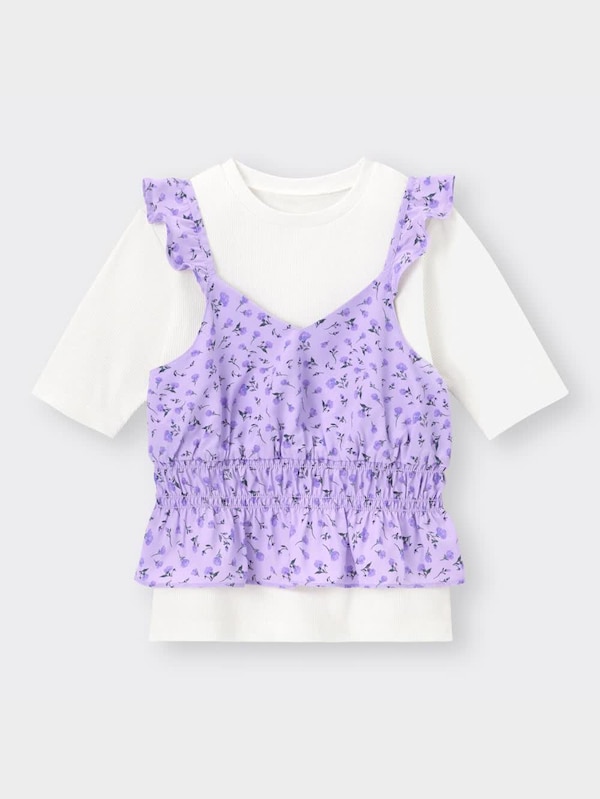 GIRLSフラワープリントキャミソールセットT(半袖)(セットアップ可能)