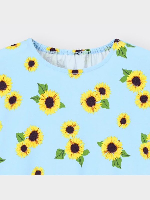 GIRLSフリルスリーブカットソーワンピース(半袖)(ヒマワリ)
