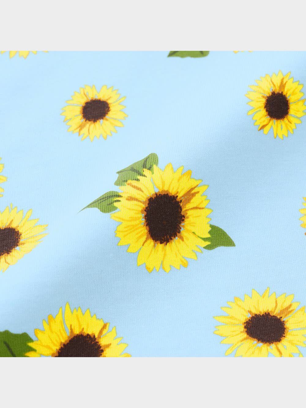 GU公式 | GIRLSフリルスリーブカットソーワンピース(半袖)(ヒマワリ)