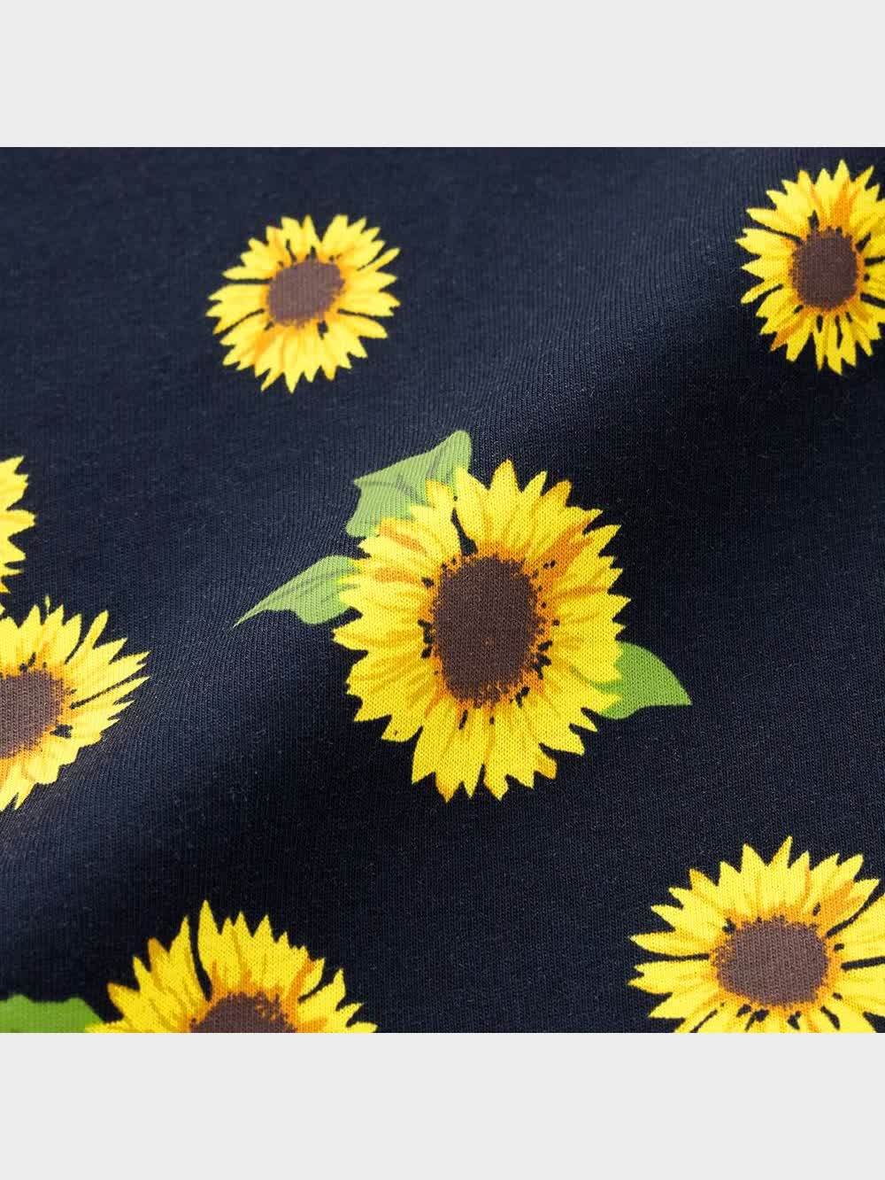 GU公式 | GIRLSフリルスリーブカットソーワンピース(半袖)(ヒマワリ)