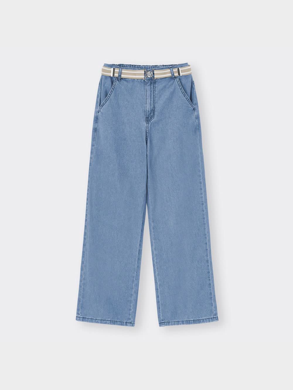 専用ページ053 GU ウエストリボンワイドパンツ ベージュ - メルカリ