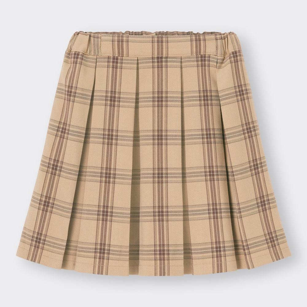 （GU）GIRLSチェックプリーツスカート+E