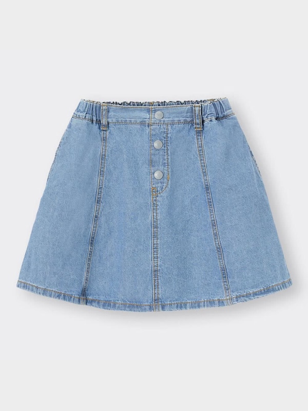 GIRLSライトデニムフロントボタンスカート