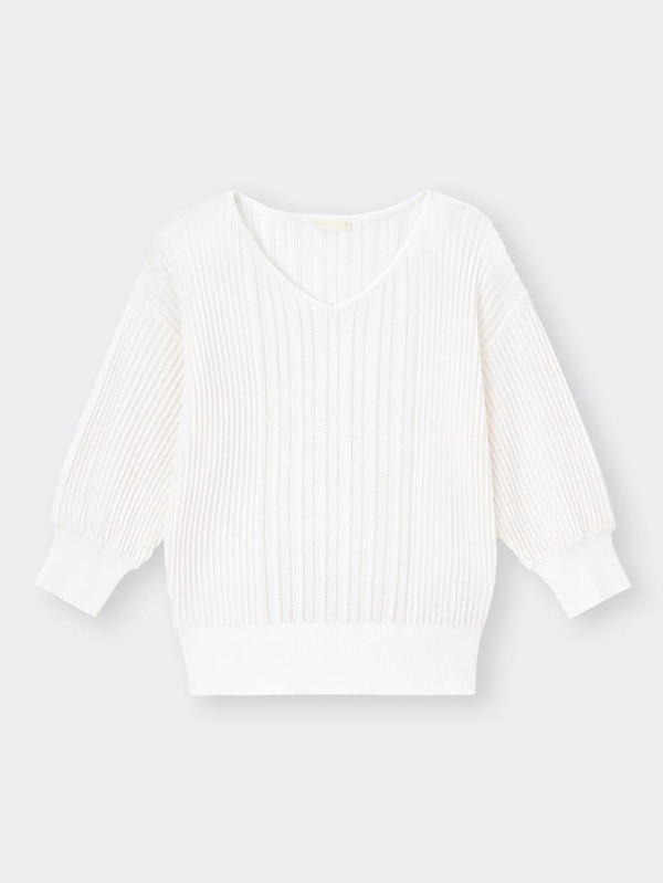 レーシーリブコンビネーションセーター(7分袖)Z