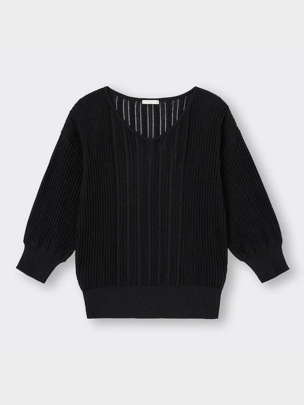 レーシーリブコンビネーションセーター(7分袖)Z