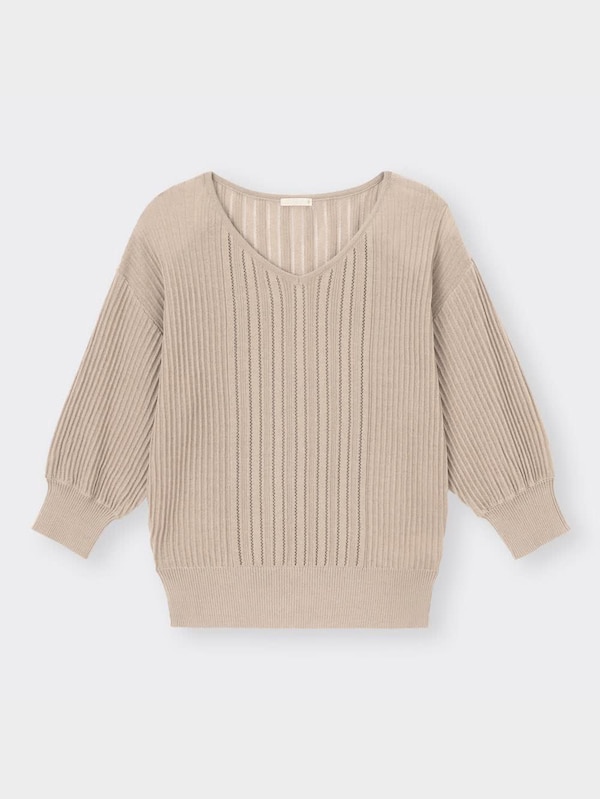 レーシーリブコンビネーションセーター(7分袖)Z