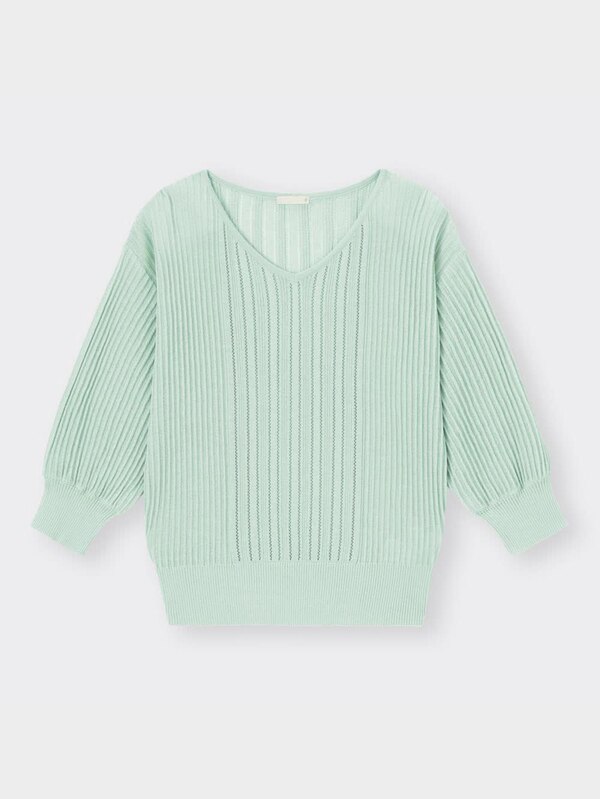 レーシーリブコンビネーションセーター(7分袖)Z