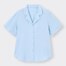 リネンブレンドオープンカラーシャツ(半袖)-LIGHT BLUE