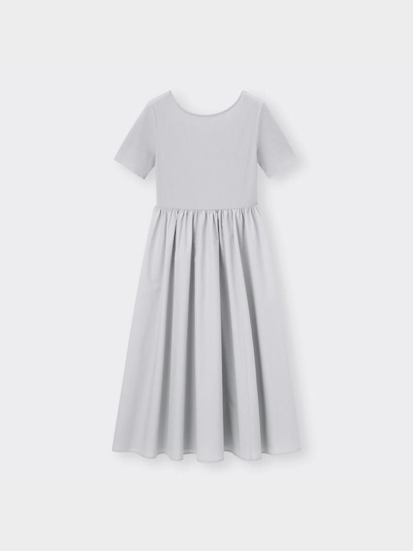 布帛コンビネーションフレアワンピース(半袖)Z+E