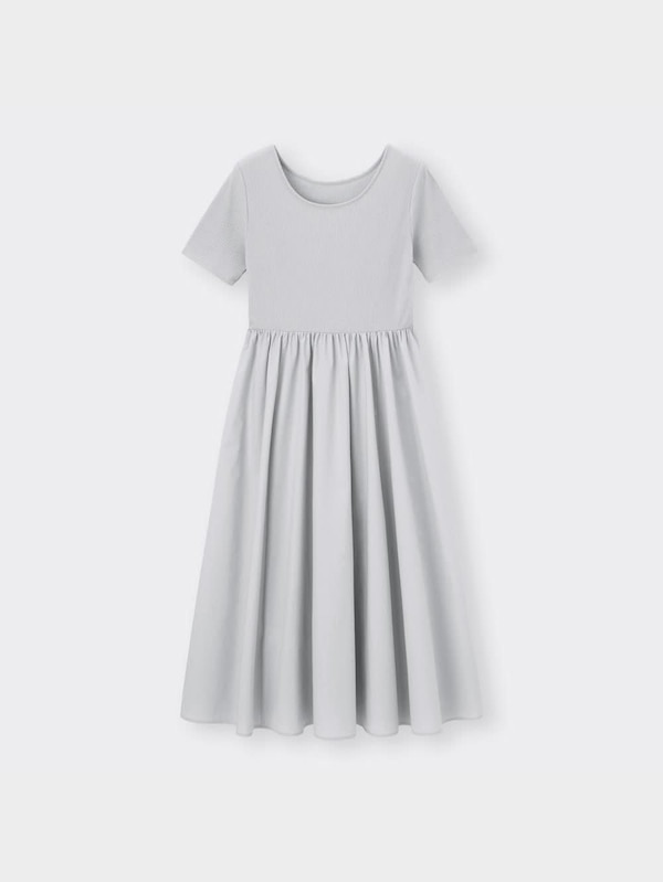 布帛コンビネーションフレアワンピース(半袖)Z+E