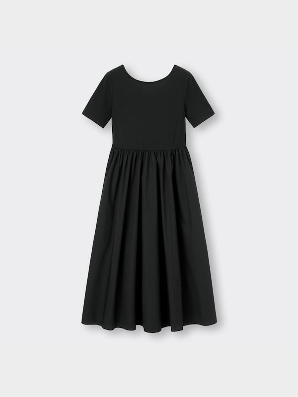 布帛コンビネーションフレアワンピース(半袖)Z+E